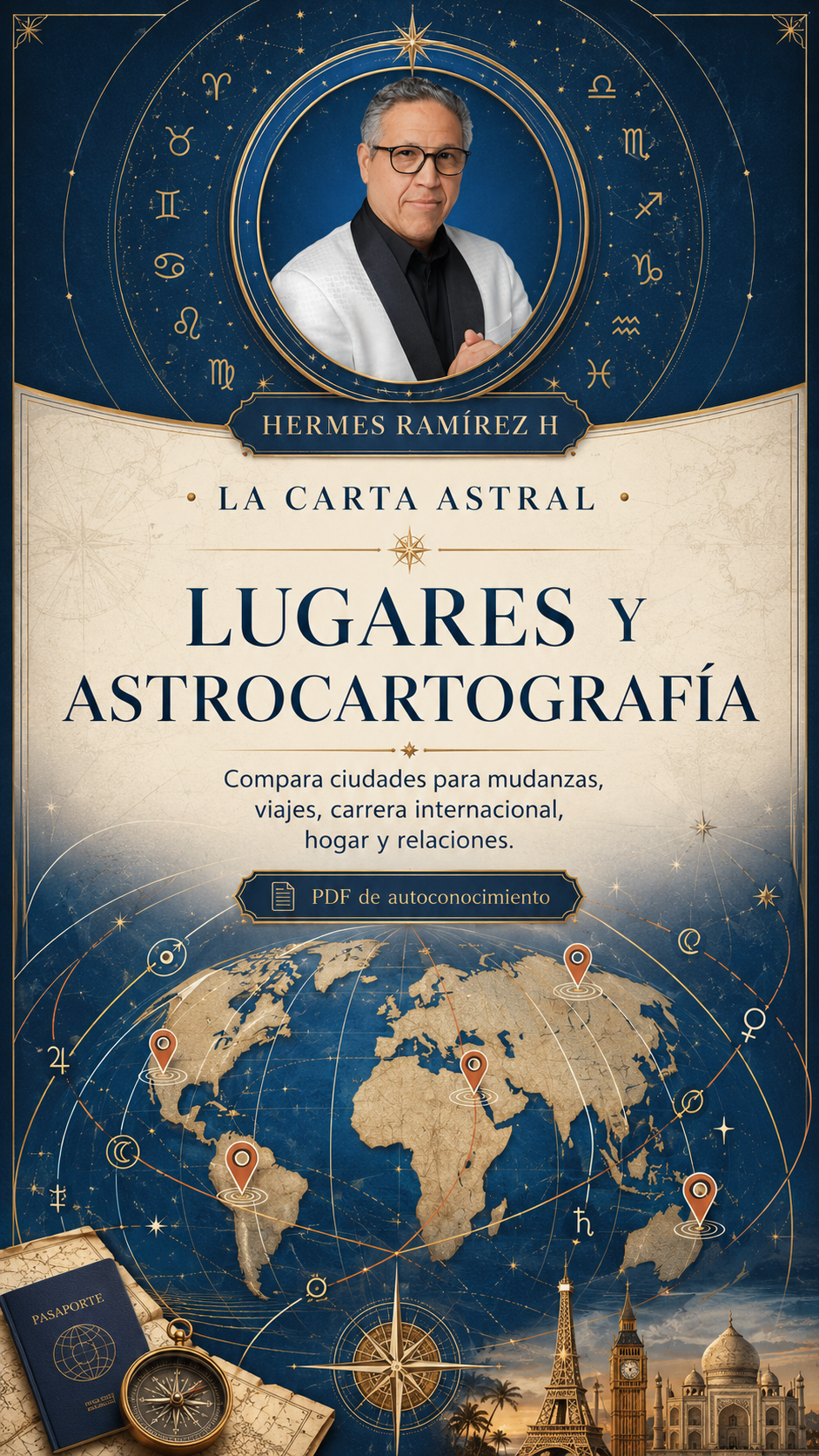 Portada de la carta astral Lugares y Astrocartografía